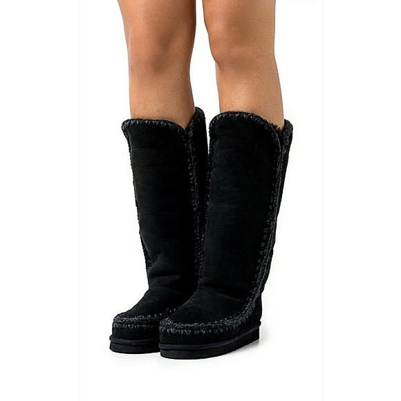 MOU Eskimo 50 Bergy Knee High Suede Boots in Black Size US 6.5 - Picture 1 of 15